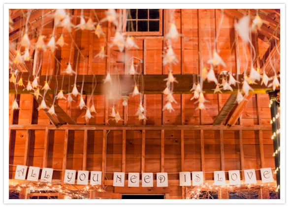 "All You Need Is Love" garland and handing paper birds "All You Need Is Love" garland and handing paper birds