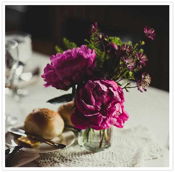 fuschia peonies and wild flower centerpieces