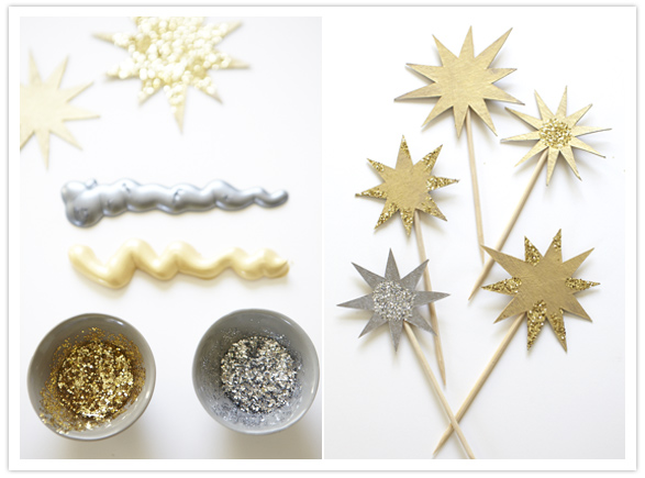 diy sparkle cake topper steps