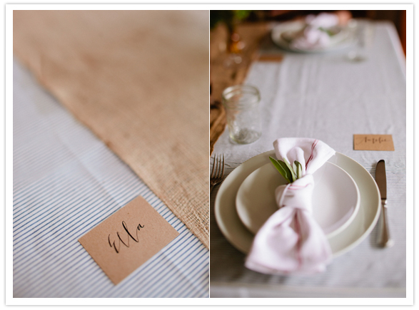 burlap table cloth, white napkins and simple place cards burlap table cloth, white napkins and simple place cards