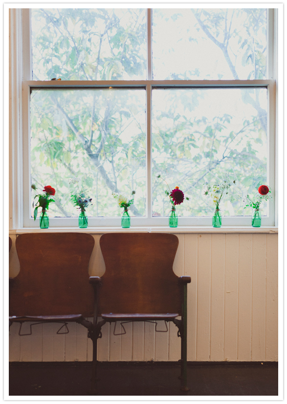 green flower bud vases