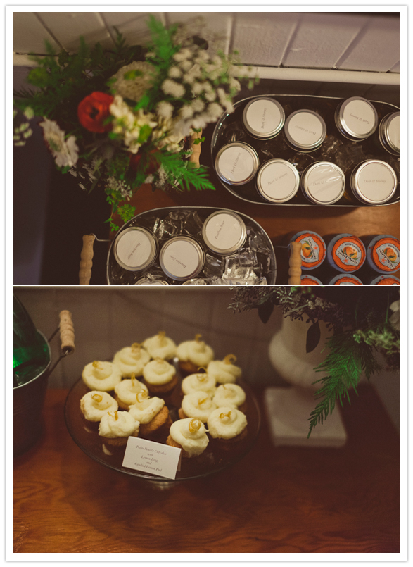 mason jar beverages and cupcakes