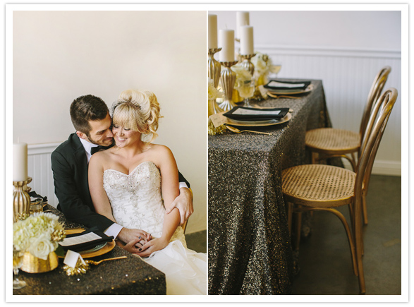 black, white and gold wedding ideas