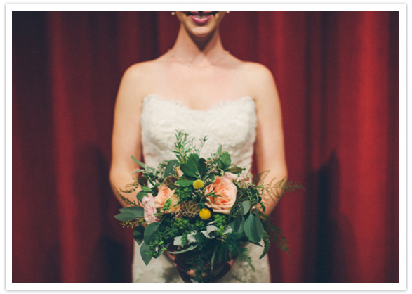 pink garden rose and eucalyptus leaf bouquet