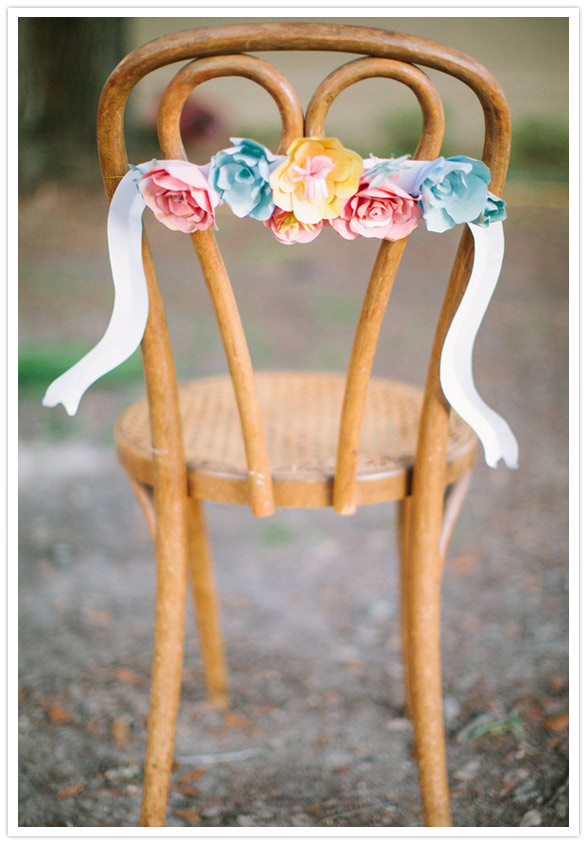 paper flower wedding seat decor