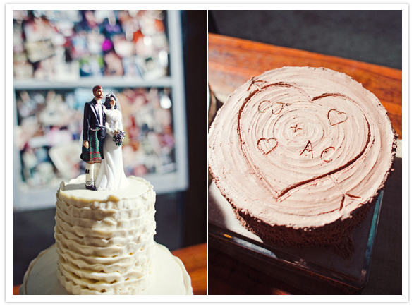 Scottish wedding cake topper and frosting design