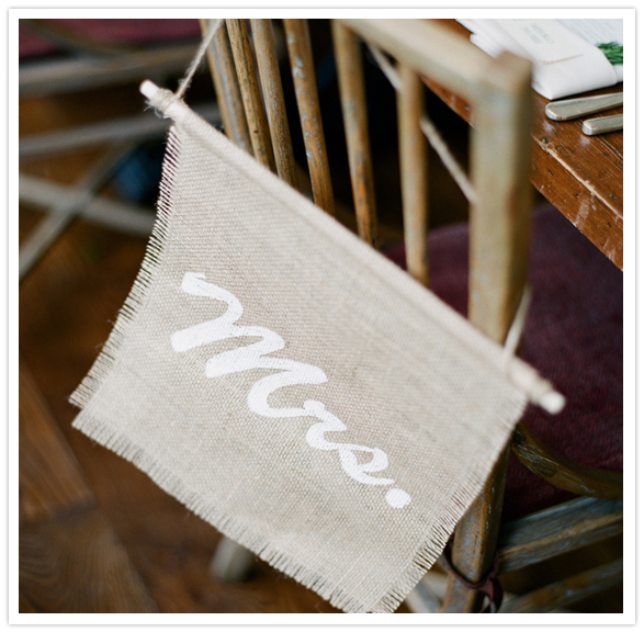 burlap "Mrs" chair sign burlap "Mrs" chair sign