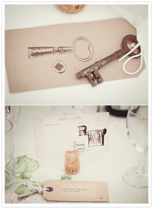 metal key accents and cork place card holders metal key accents and cork place card holders