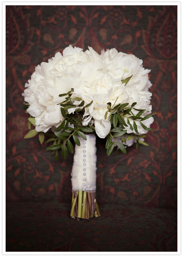 Duchess peonies in ivory with a trim of herbs Duchess peonies in ivory with a trim of herbs