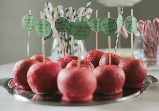 caramel apple treats and "apple of my eye" toppers