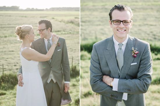 grey groom's suit and tie