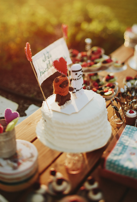 crocheted cake topper