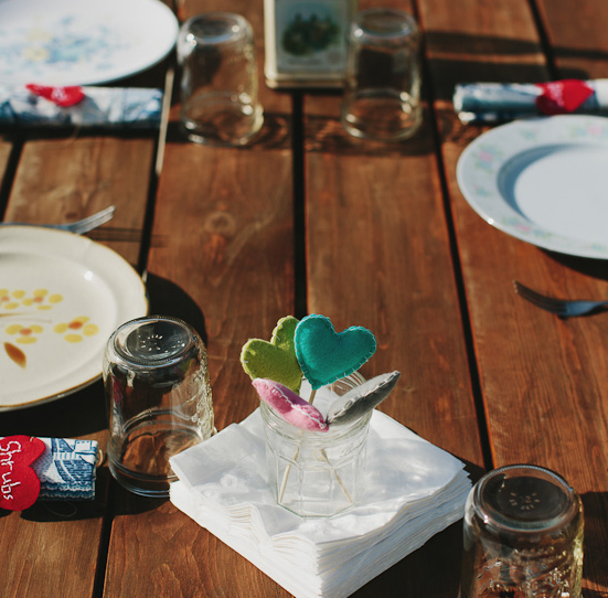 felt heart jar centerpieces