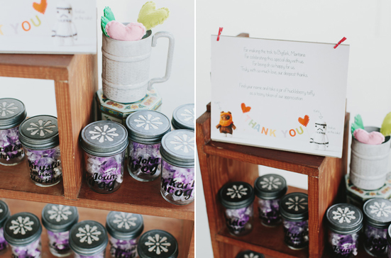 thank you guest jars of huckleberry taffy bought locally in Bigfork, Montana