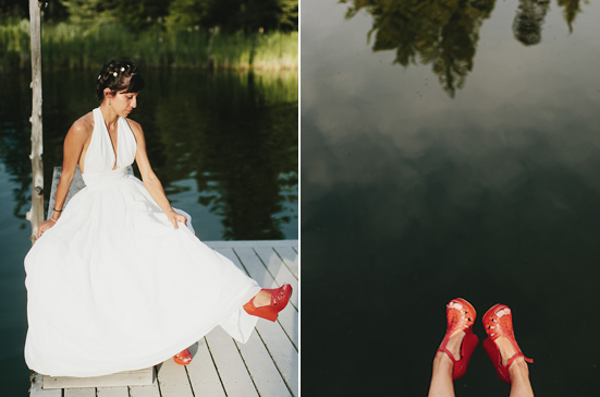 red wedge heels