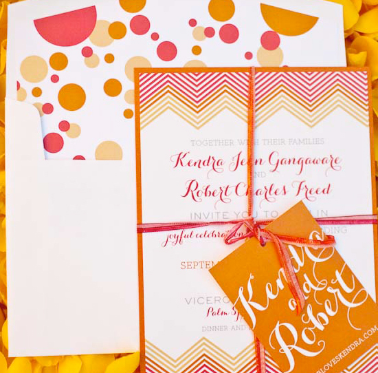 orange and pink polka dot and chevron invitation orange and pink polka dot and chevron invitation
