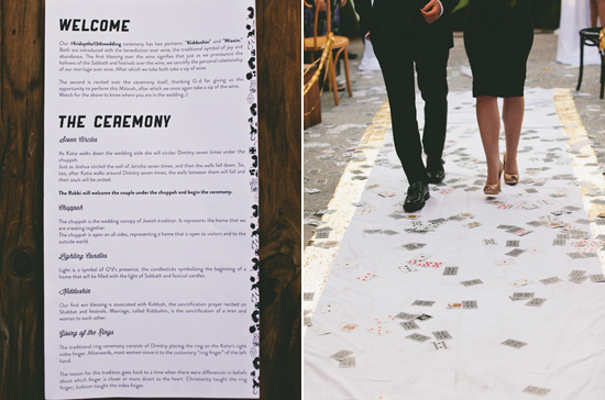 playing card confetti  and white printed programs