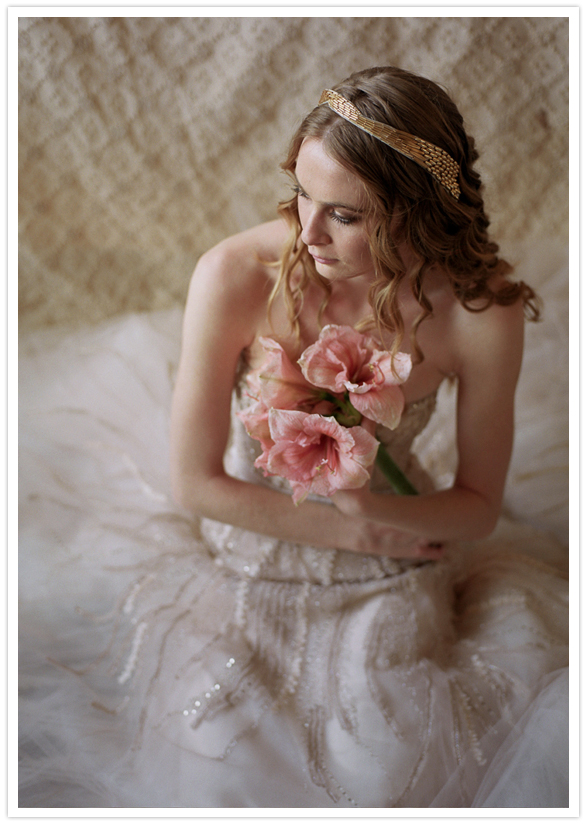 peach amaryllis and gold headpiece peach amaryllis and gold headpiece