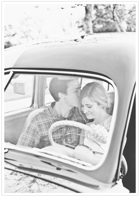 classic woody wagon engagement portraits
