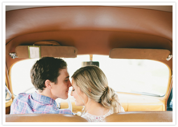 classic woody wagon engagement portraits
