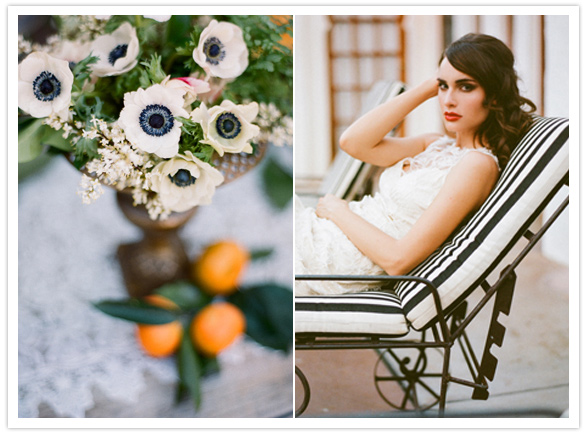 white anemone and citrus bouquet