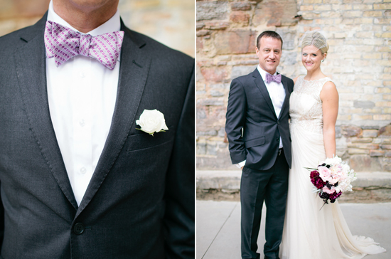 purple patterned bow tie