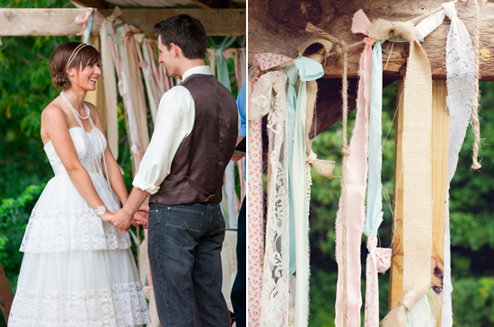 fabric streamer-covered altar fabric streamer-covered altar