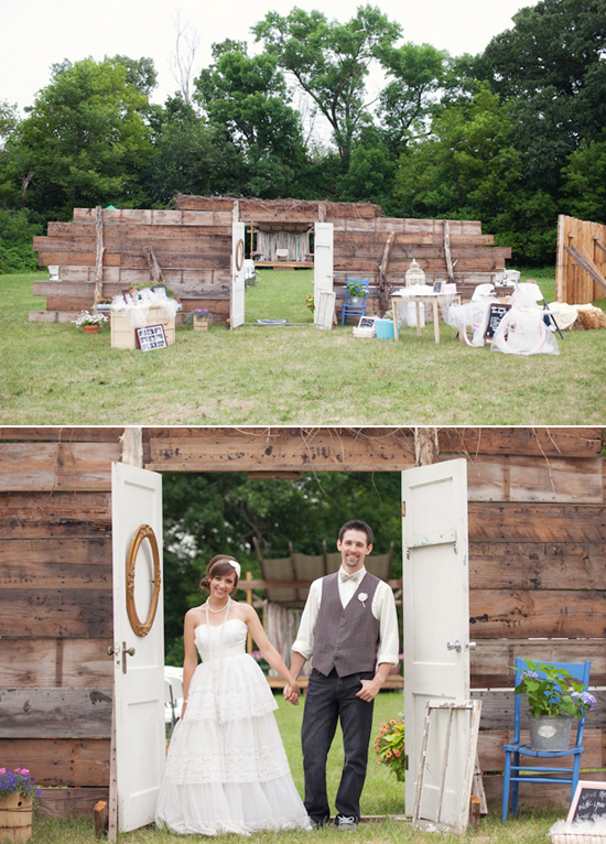 rustic wood door facade and potted flowers rustic wood door facade and potted flowers