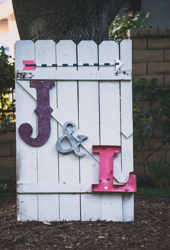 large metal and wood monogram