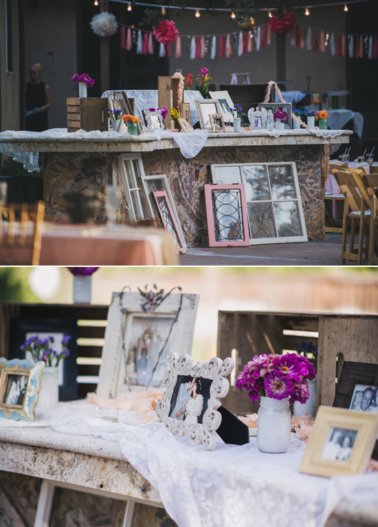 recycled picture frames and family photos