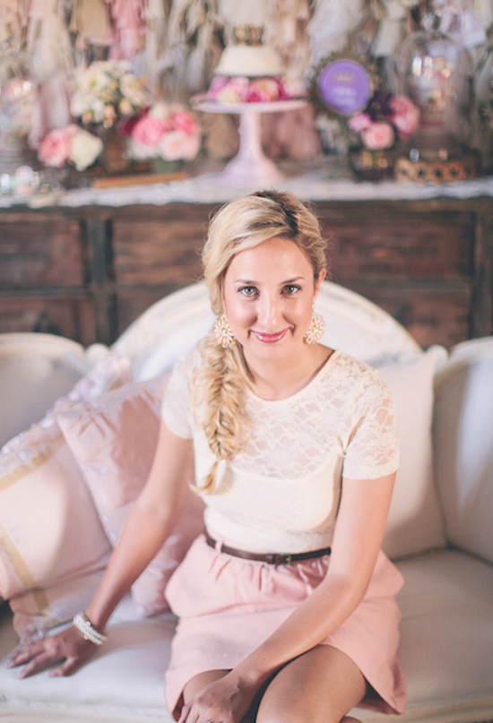 lace knit, cream top and pale pink skirt lace knit, cream top and pale pink skirt
