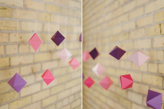 pink and purple paper diamond garland