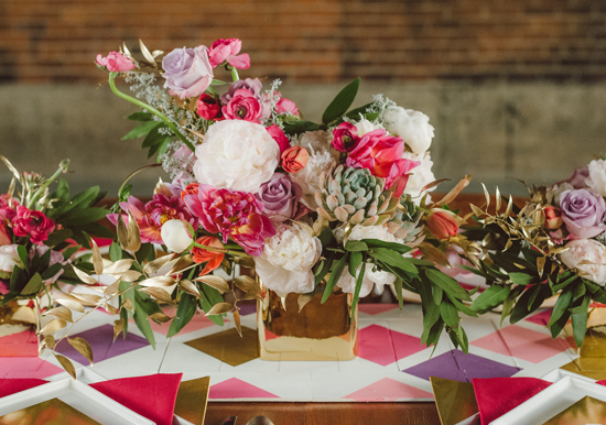 purple, pink and white floral arrangement