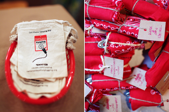 wedding guest bandana gifts and cellphone satchels | Photo by Angelica Glass