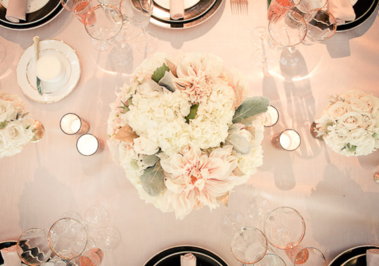 pale blush and cream floral centerpieces