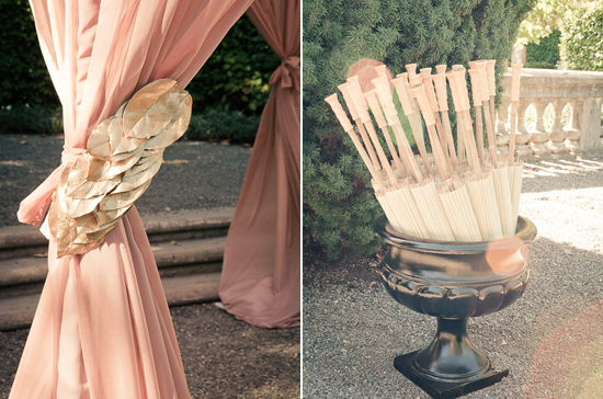 gold foil ceremony accents and parasols