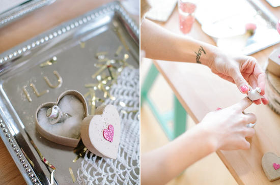 tea pot ring and heart-shaped cardboard box