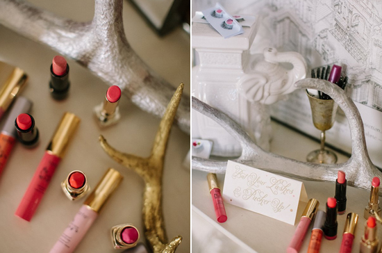 lipstick and eyelash station