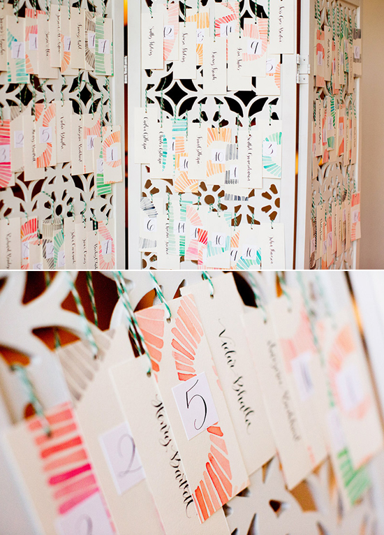 ombre watercolor escort cards
