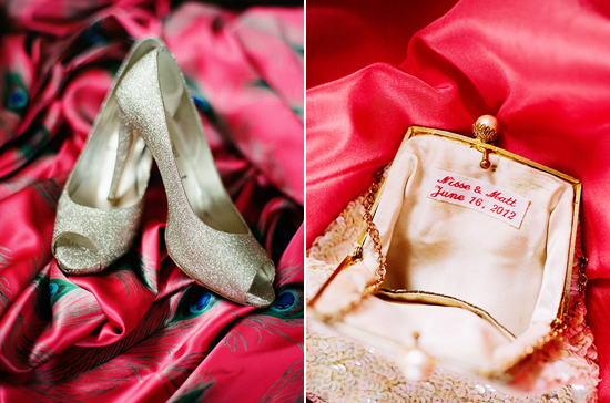 BHLDN, Something Blue brand shoes and personalize clutch