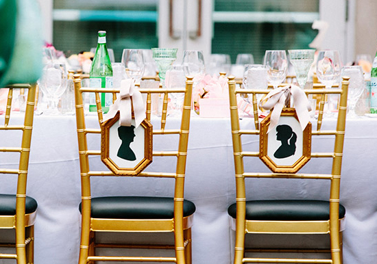 bride and groom silhouette chair signs