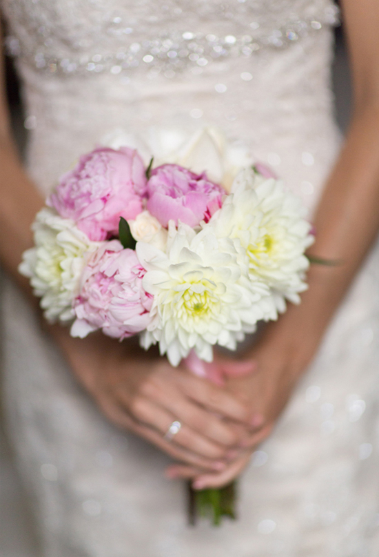 Blush pink peonies and white dahlias bouquet Blush pink peonies and white dahlias bouquet