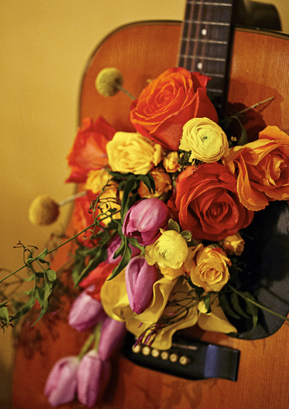 guitar florals by Shawna Yamamoto Event Design | 100 Layer Cake