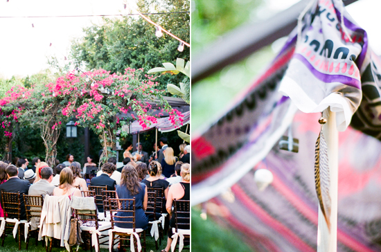 feather and patterned fabric chuppa | Photo by Nancy Neil