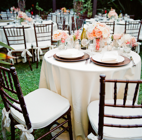 peach and pink wedding decor | Photo by Nancy Neil