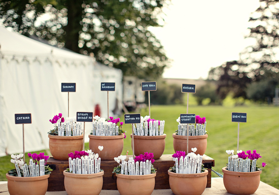 potted escort card tags | Photo by Marianne Taylor potted escort card tags | Photo by Marianne Taylor