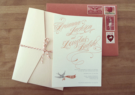 bird and ribbon script invitations | Photo by Anne Nunn Photography bird and ribbon script invitations | Photo by Anne Nunn Photography