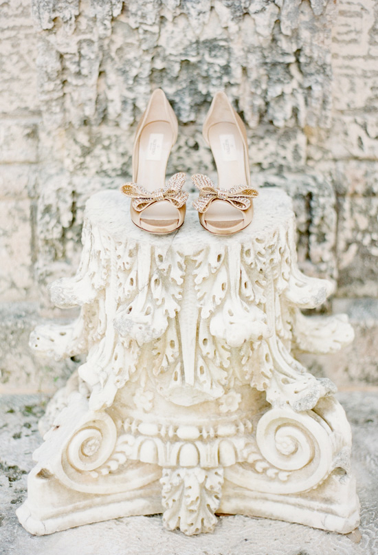 Valentino gold sparkle bow heels | Photo by KT Merry 