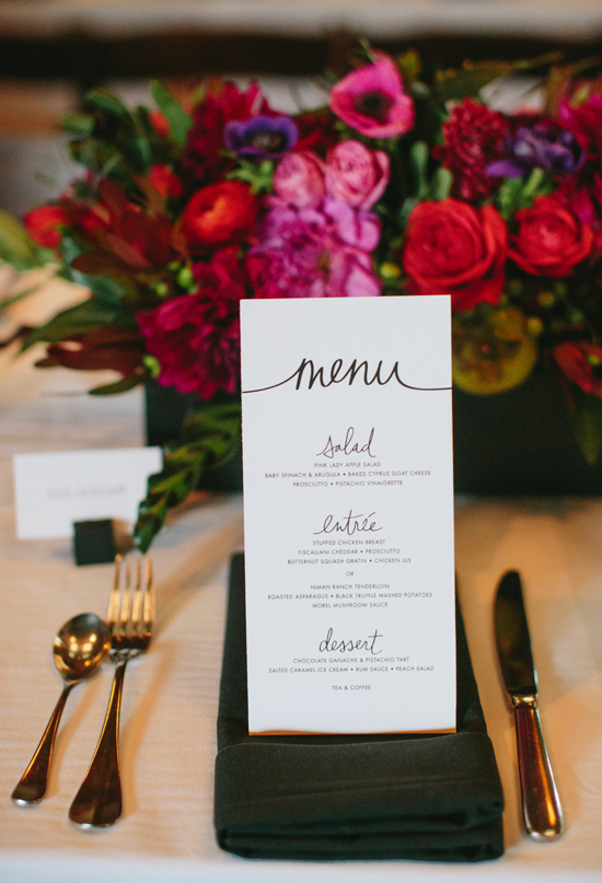 script menu cards and colorful florals | Photo by Jessica Burke script menu cards and colorful florals | Photo by Jessica Burke