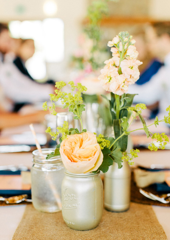 gold mason jar centerpiece | photo Ciara Richardson | 100 Layer Cake